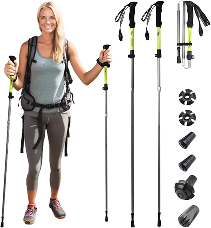 TianfuSpanda Trekking Poles Collapsible 2 Pack, 7075 Aluminum Alloy Hiking Poles, Adjustable 45"-53" with Anti-Shock EVA G...