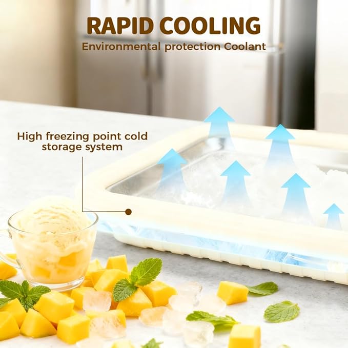 Rolled Ice Cream Maker Kit, 2026 New At-Home Stainless Steel Instant Freeze Plate with 2 Scrapers, DIY Rolled Ice Cream Tray, Perfect for Family Fun, Easy Homemade Desserts (Purple)