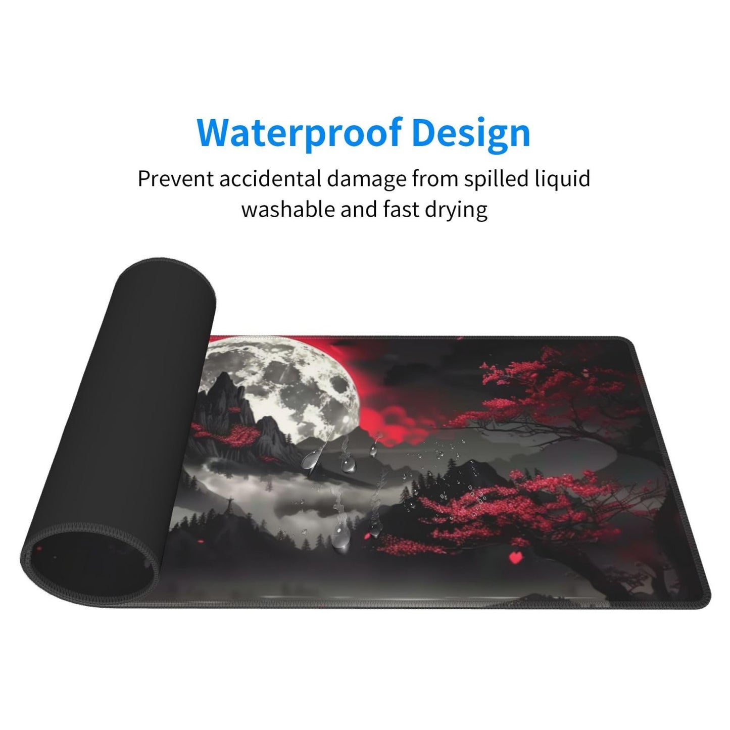 Extended Gaming Mouse Pad, Large Gaming Mouse Waterproof with Stitched Edges, Non-Slip Desktop Pad for Home and Office, Level Up Your 31.5x11.8 Inch… (Dark Night)