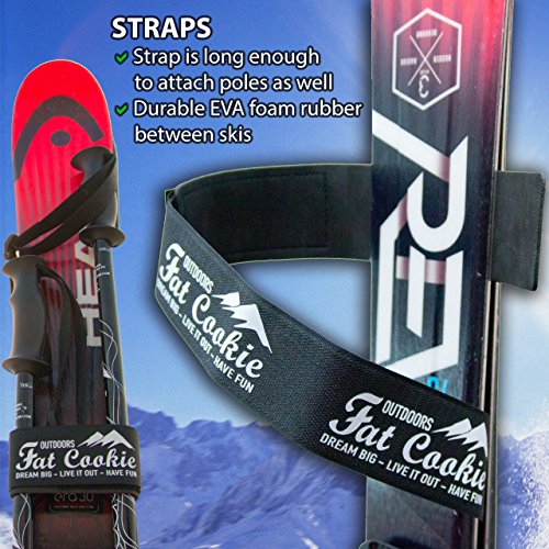 Fat Cookie Outdoors Ski Straps – Hook and Loop Ski Carrier with EVA Padding – Compact Universal Fit for Carrying Narrow an...