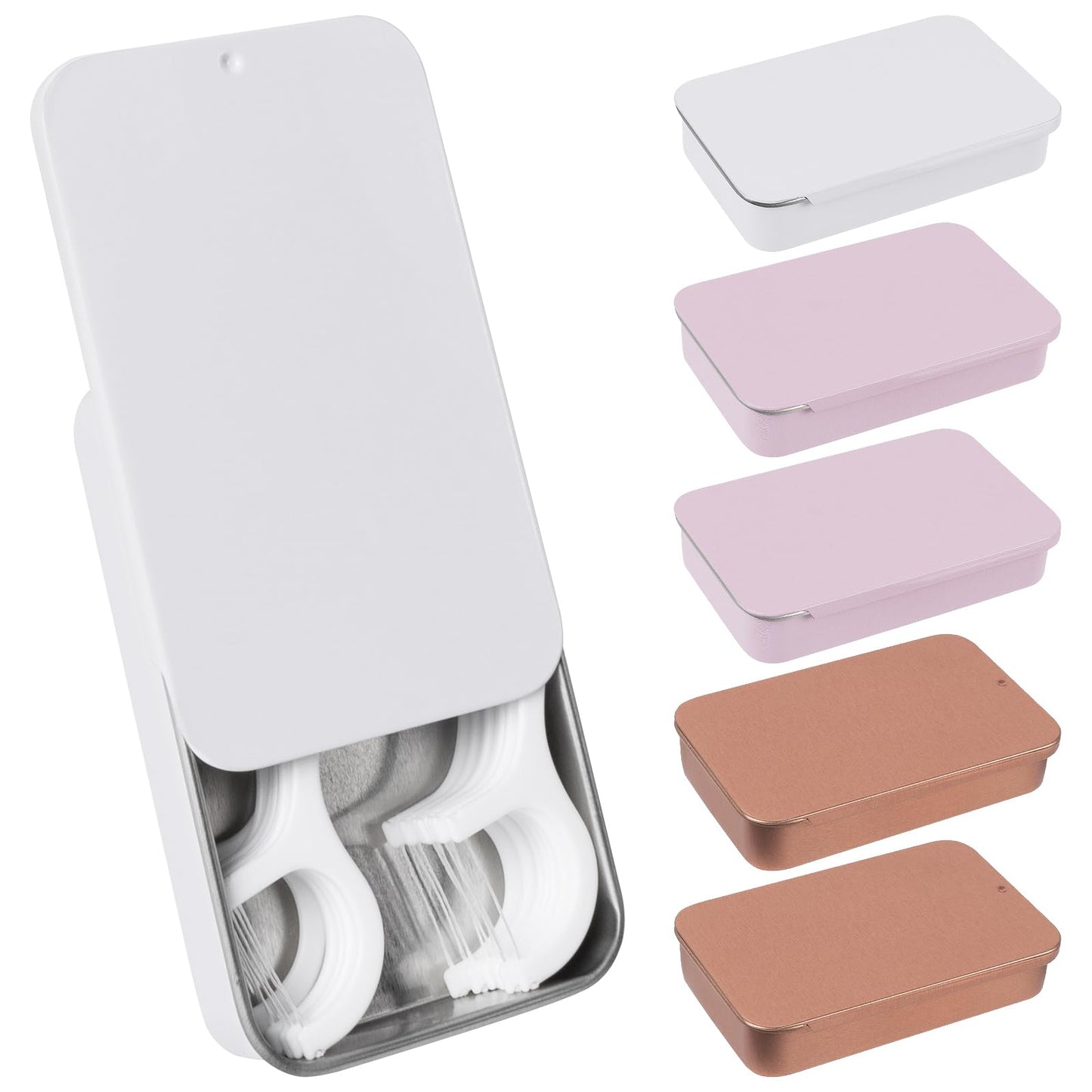 Adorila 6 Pack Glide Dental Floss Case, Portable Metal Dental Pick Dispenser, Refillable Travel Floss Pick Organizer Case for fo