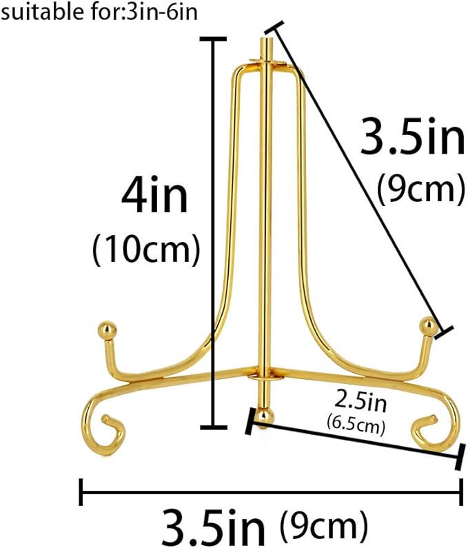 LIONWEI LIONWELI 4 Inch Gold Iron Plate Stand Holder Easel Display Stand for Plate?Picture?Photo and More,4 pcs.