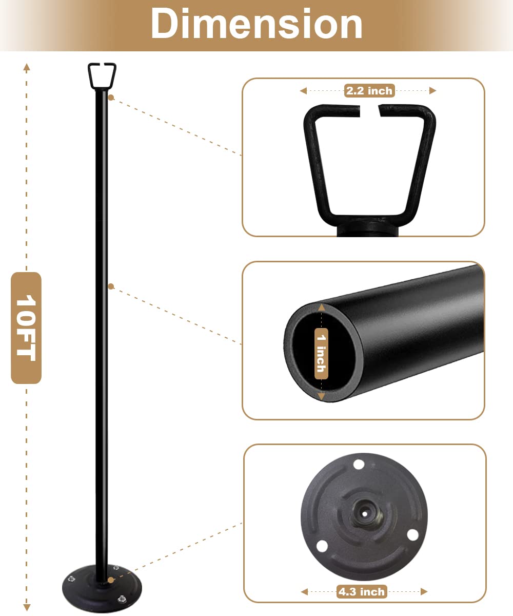 Queension 10Ft Ground Base String Light Poles For Outdoor String Lights For Garden  Backyard  Patio Lighting Stand For Parties  Bistro & Weddings  1 Pack