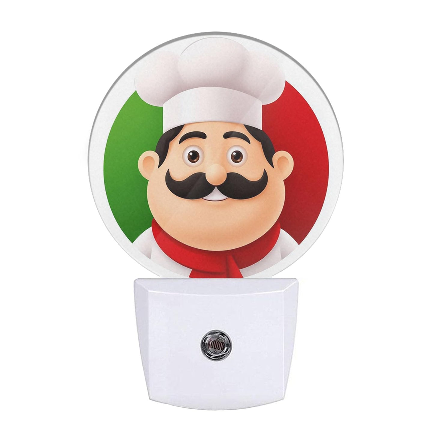 EKOBLA Italian Chef Plug-in Nightlights Cute Happy Cartoon Chef Funny Mustache Night Lights Plug into Wall Auto Sensor LED for B