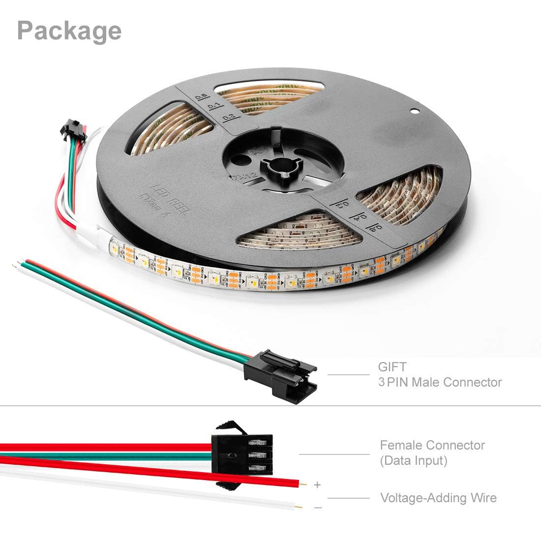 Btf-Lighting Rgbw Sk6812 Led Strip, 16.4Ft, 300 Leds, Ip65, Rgb+Warm White, Individually Addressable, White Pcb
