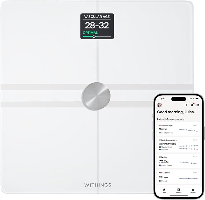 WITHINGS Body Comp WLAN Smart Scales with Full Body Analysis Including Fat Content, Muscle Mass, Bone Density, Visceral Fa...