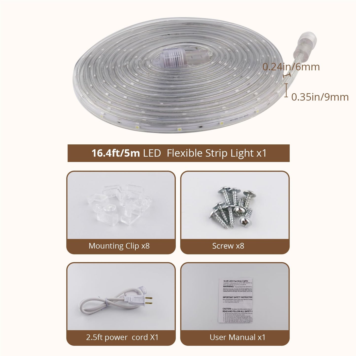 Areful Led Rope Lights - 16.4Ft Daylight Flexible Strip Light, Waterproof, Connectable For Home & Party Decoration