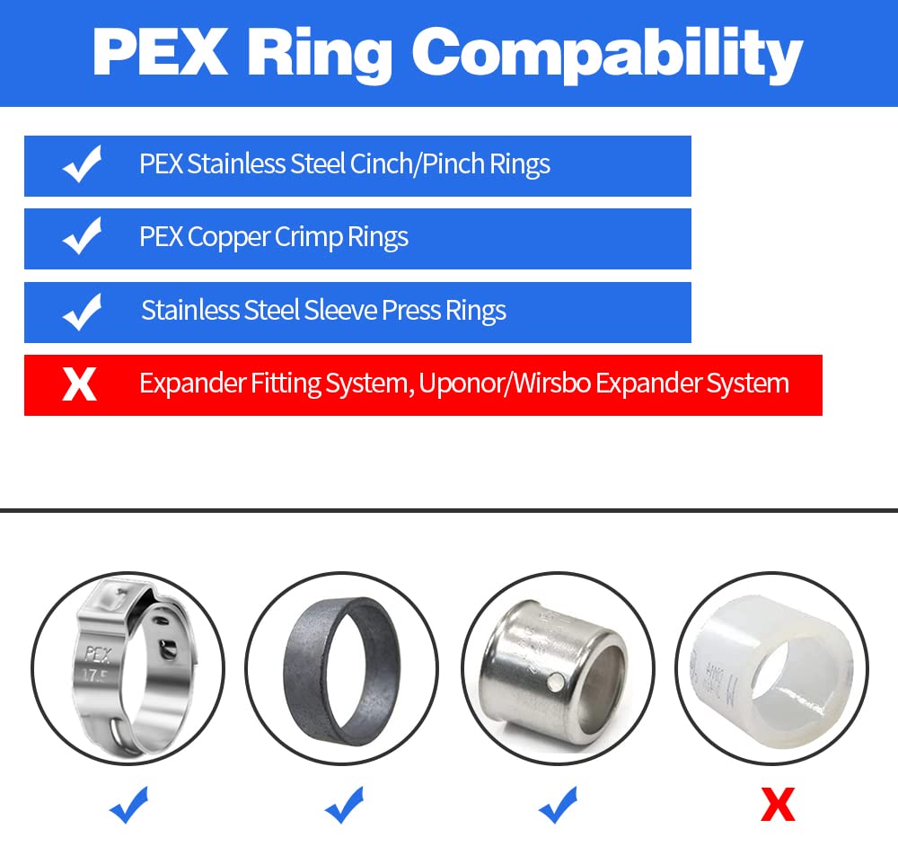 15pcs 3/4" PEX Fittings, Elbow TEE Straight Couplings Set, PEX Brass Crimp Fitting Combo with Tees, Elbows, Straights