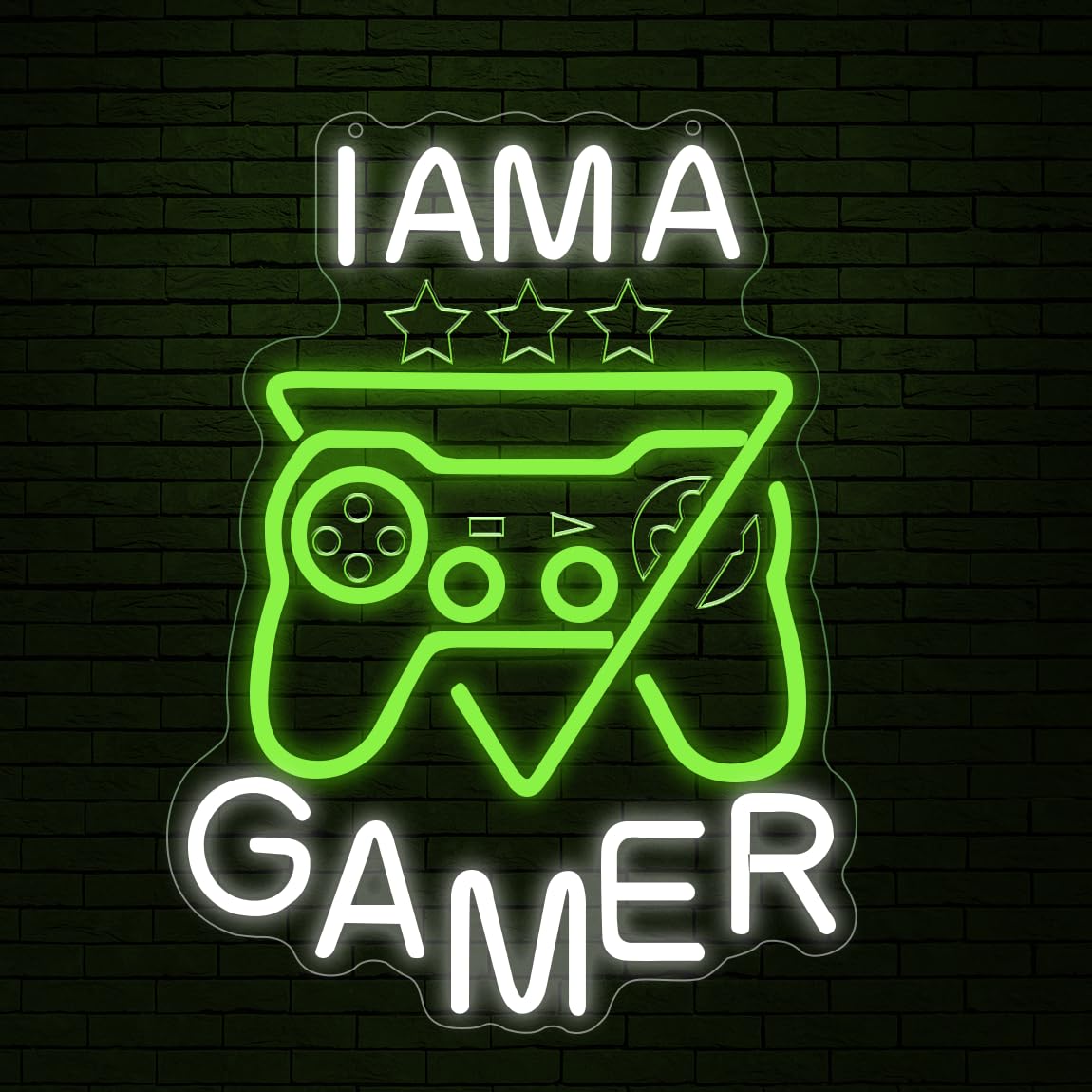 Lumoonosity Gamer Neon Sign - USB Powered LED Light for Gaming Room - 16.54inL x 12.6inW - White Game Controller Night Light