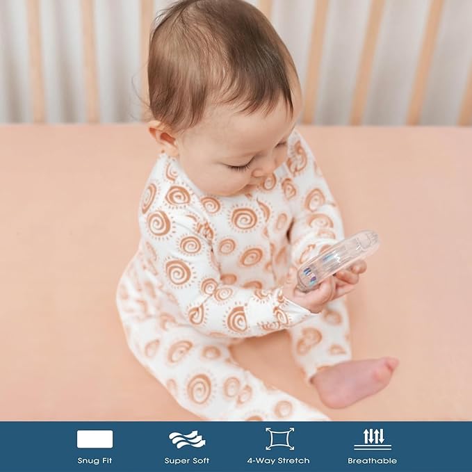 GRSSDER Pack n Play Sheets Fitted 3 Pack, Stretchy Ultra Soft Jersey Knit Pack and Play Sheets, Universal Fitted Portable/Mini Crib Mattresses Snug and Safe, Dream & Blush Flora Print