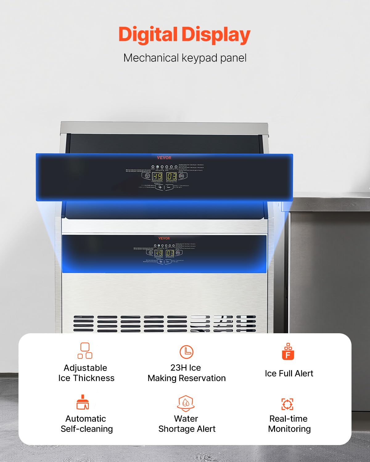 Vevor 300Lbs/24H Commercial Ice Maker, 126 Ice Cubes In 15 Minutes, Freestanding Ice Maker Machine With 88Lbs Large Storage Capa