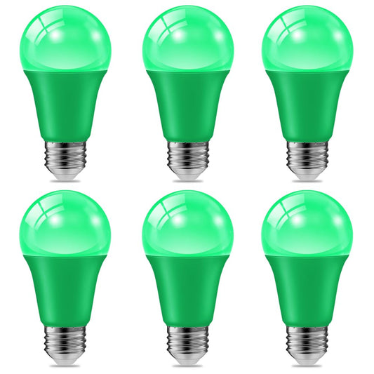 6 Pack 9W (60W Equivalent) 120V E26 Base A19 Led Colored Light Bulb  Green Led Lights For Party Christmas Decor And Halloween Lighting