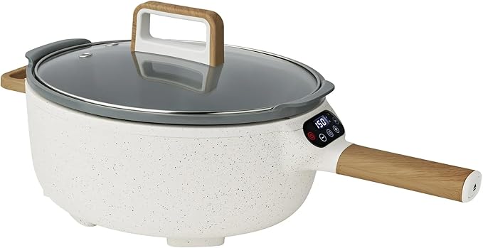 Pioneer Woman Electric Skillet with Detachable Handle – Nonstick 12-Inch Electric Frying Pan, Adjustable Temperature Control, Easy Cleanup, Stylish Floral Design, Compact Storage