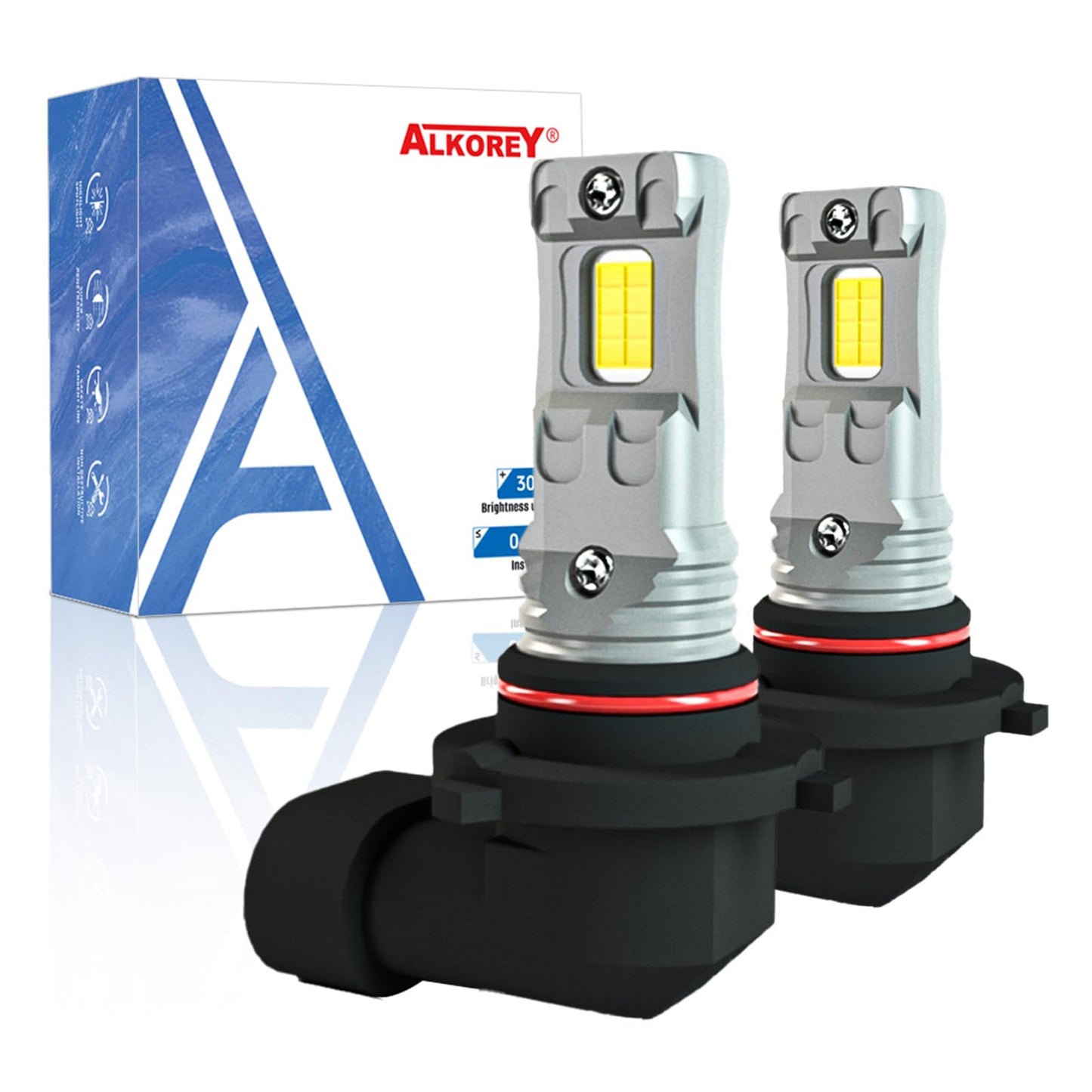ALKOREY Fog LED Lights 9005/HB3, 6000LM 300% Brightness, 6500K White Light, Mini Size, Pack of 2