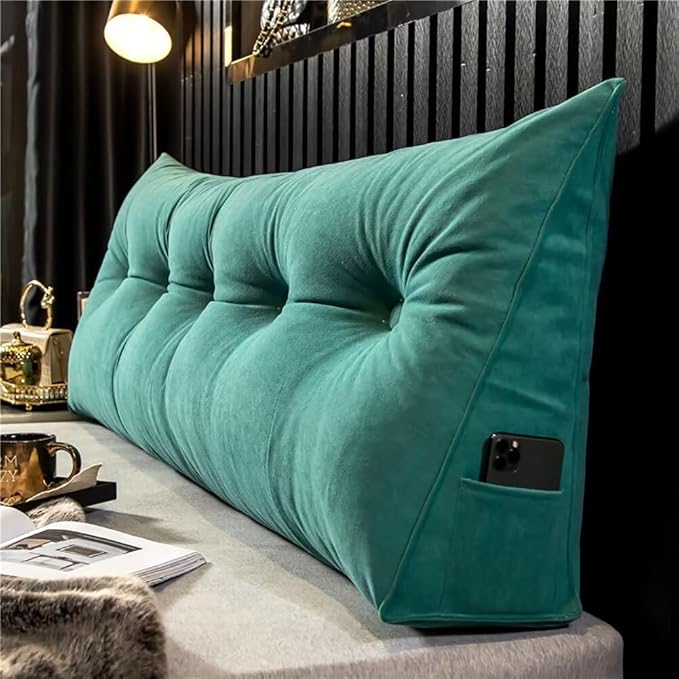 Triangular Headboard Pillow Wedge Pillow for Headboard Gap Headboard Pillow Twin Daybed Pillows Backrest Pillow with Side Pockets