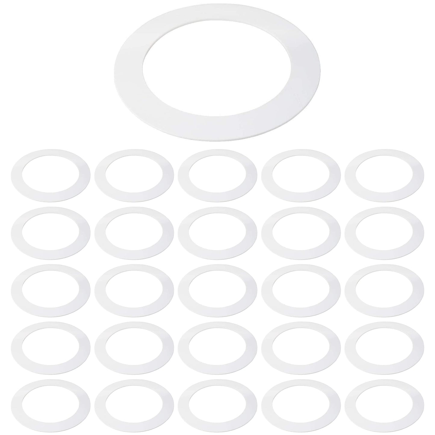 harrrrd 25 Pack Gloss White Goof Trim Ring for 8in Recessed Can Lighting, 8.6in Outer Diameter, 6.2in Inner Diameter, Plastic