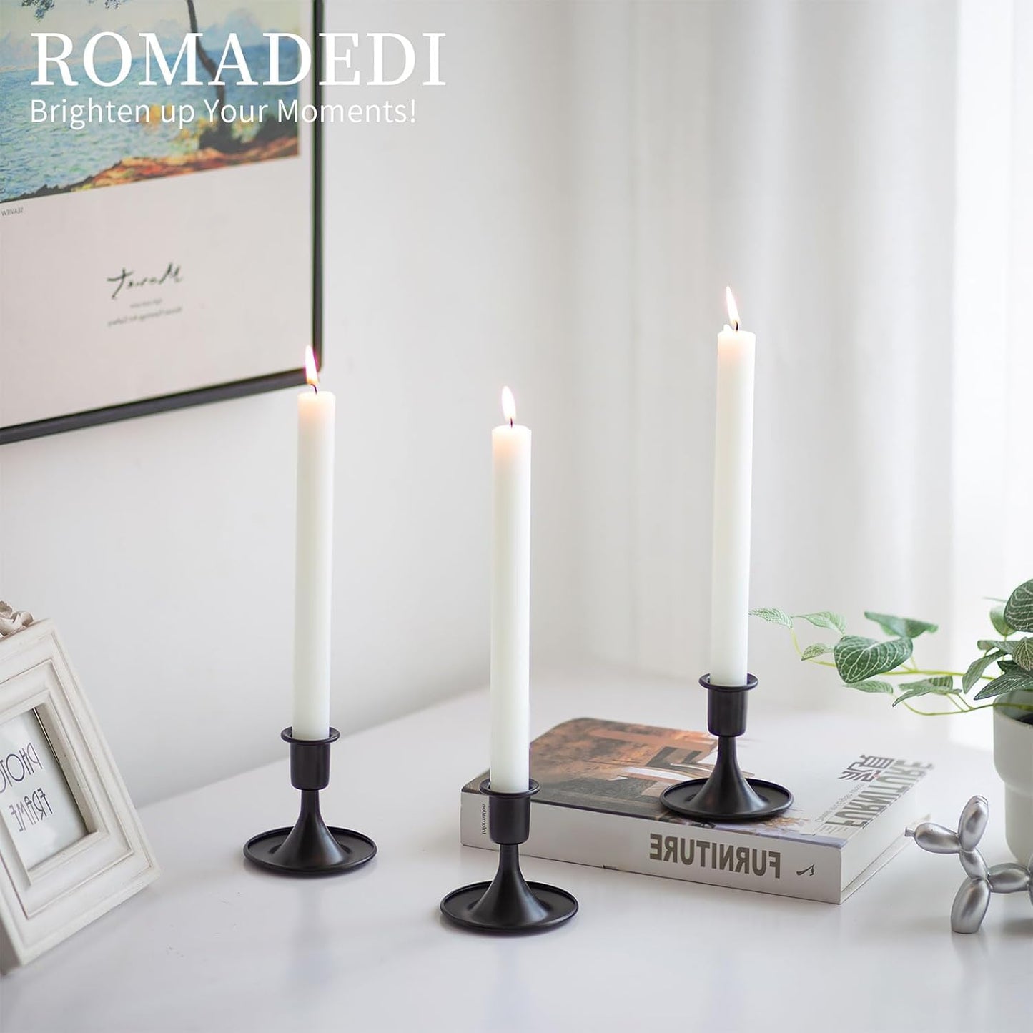 Black Candlestick Candle Holders for Taper ：12 PCS Romadedi Candle Stick Holder Set Vintage Table Centerpiece Halloween Decoration Wedding Christmas Fireplace Mantel Home Deocr