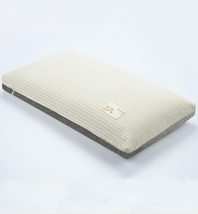 Adjustable Firmness Buckwheat Pillow, Neck Support Buckwheat Pillows for Sleeping with Buckwheat Hulls and Cotton Cover for Back Side Sleepers, as Meditation Cushion, Khaki 20"X12"