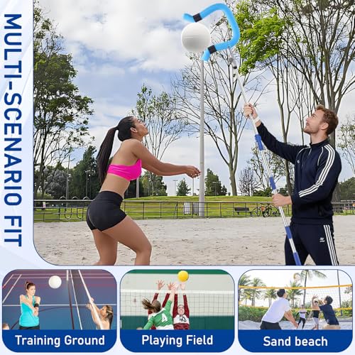 ISIVOVE Volleyball Spike Trainer - Retractable Height 64.1-86.6 Inches, Real Ball Feel Hitting Tool for Spiking/Jumping/Se...
