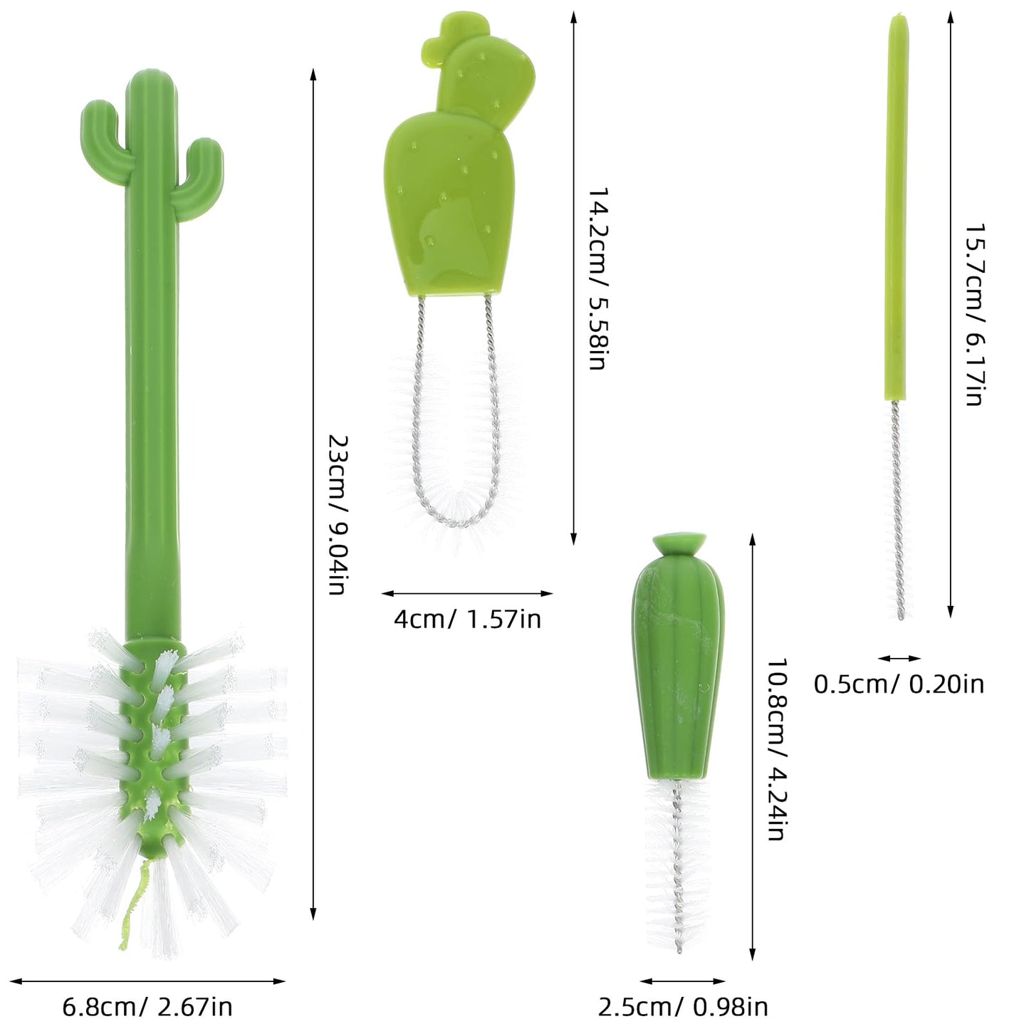 NOLITOY Cacti Bottle Brush, Cleaning Replacement Set Includes Bottle Cleaner Straw Brushes Nipple Detail Brush for Newborn Essentials