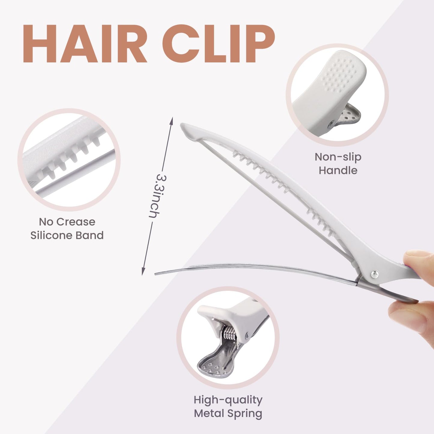 Medoca Hair Clips for Styling - 6 pcs No Crease Hair Clips for Women - Non Slip Duck Billed Hair Roller Clips with Silicone Band