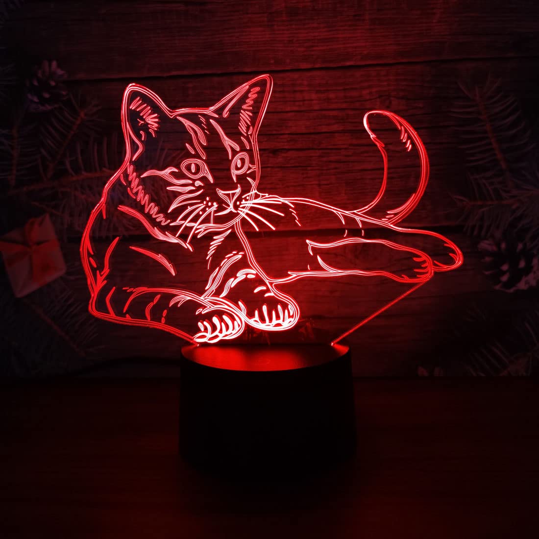 Comiwe 3D Illusion Cat Night Light, 16 Colors, Smart Touch & Remote Control, Acrylic Home Decor Lamp