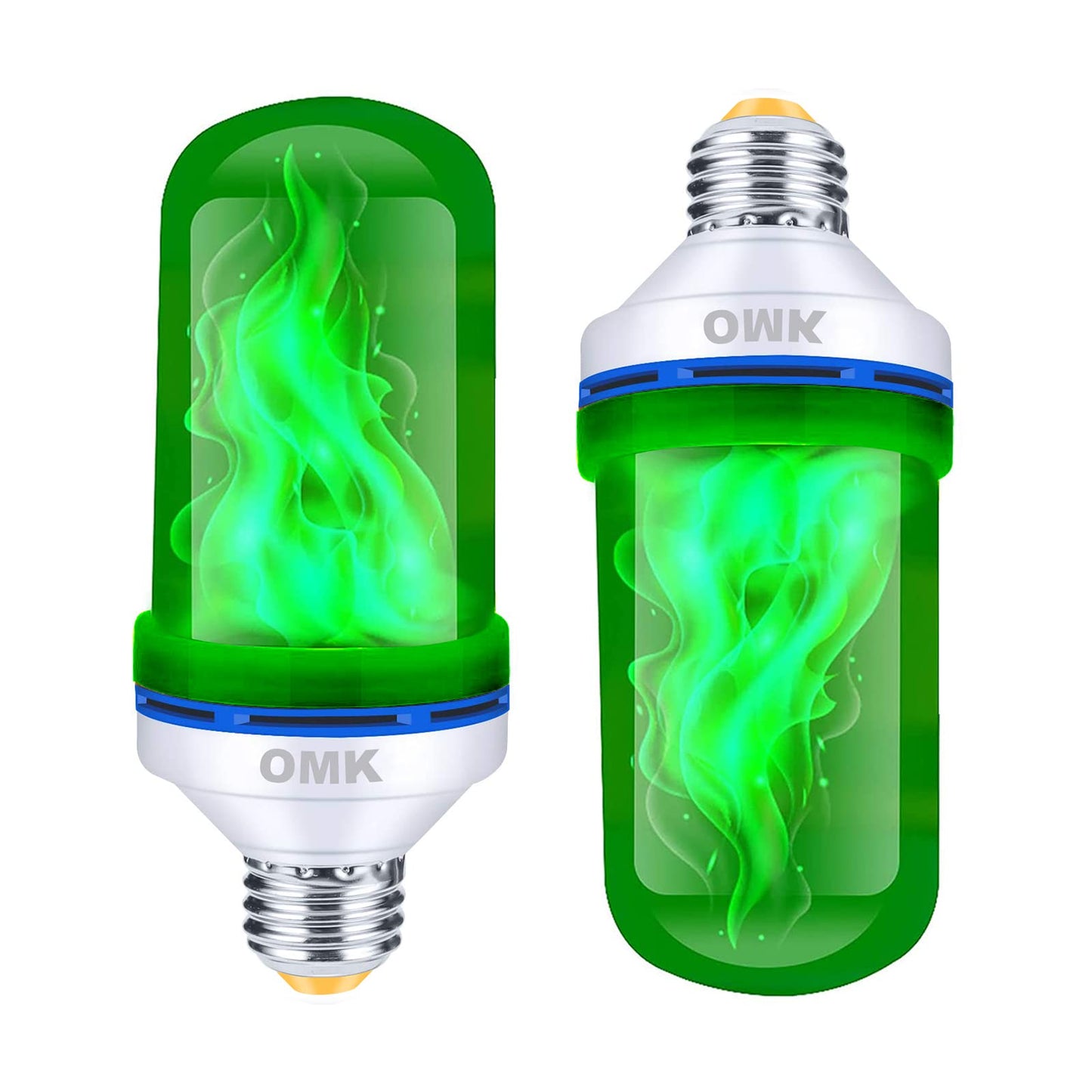 Omk Led Flame Effect Light Bulbs - 4 Modes Green - Indoor/Outdoor Christmas Decorations - 2 Pack - Model Fl96 - Abs Material