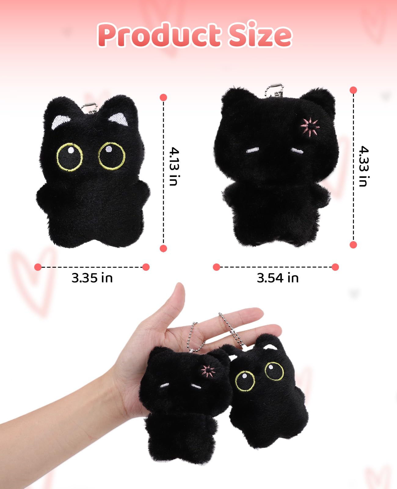 Gaahkai 2PCS Black Cat Plush Keychain, Cute Plushie Accessories for Backpacks