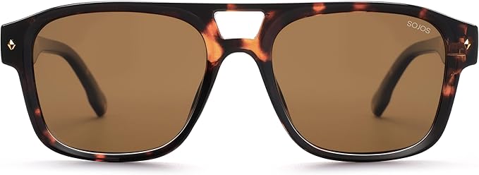 SOJOS Retro Square Polarized Aviator Sunglasses Womens Mens, Trendy Aviators Shades SJ2604