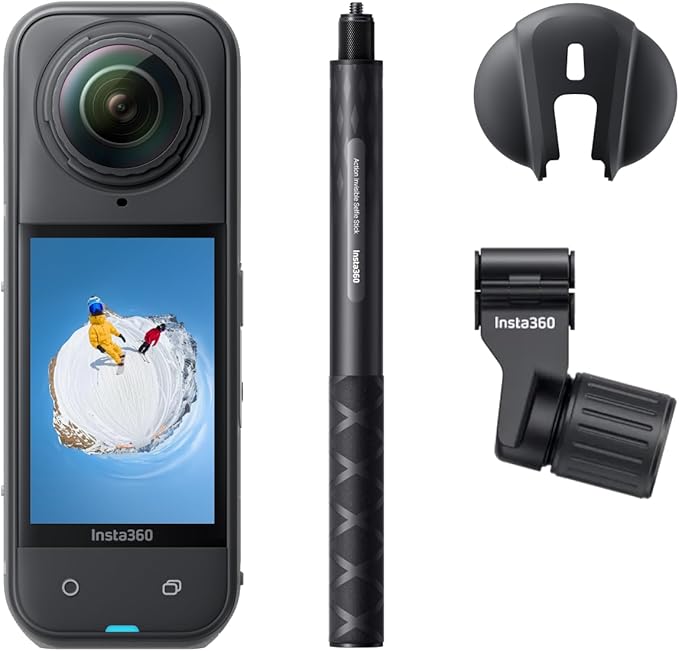 Insta360 X5 Ski Bundle - Waterproof 8K 360 Camera, Invisible Selfie Stick Effect, Leading Low Light, Rugged & Replaceable ...