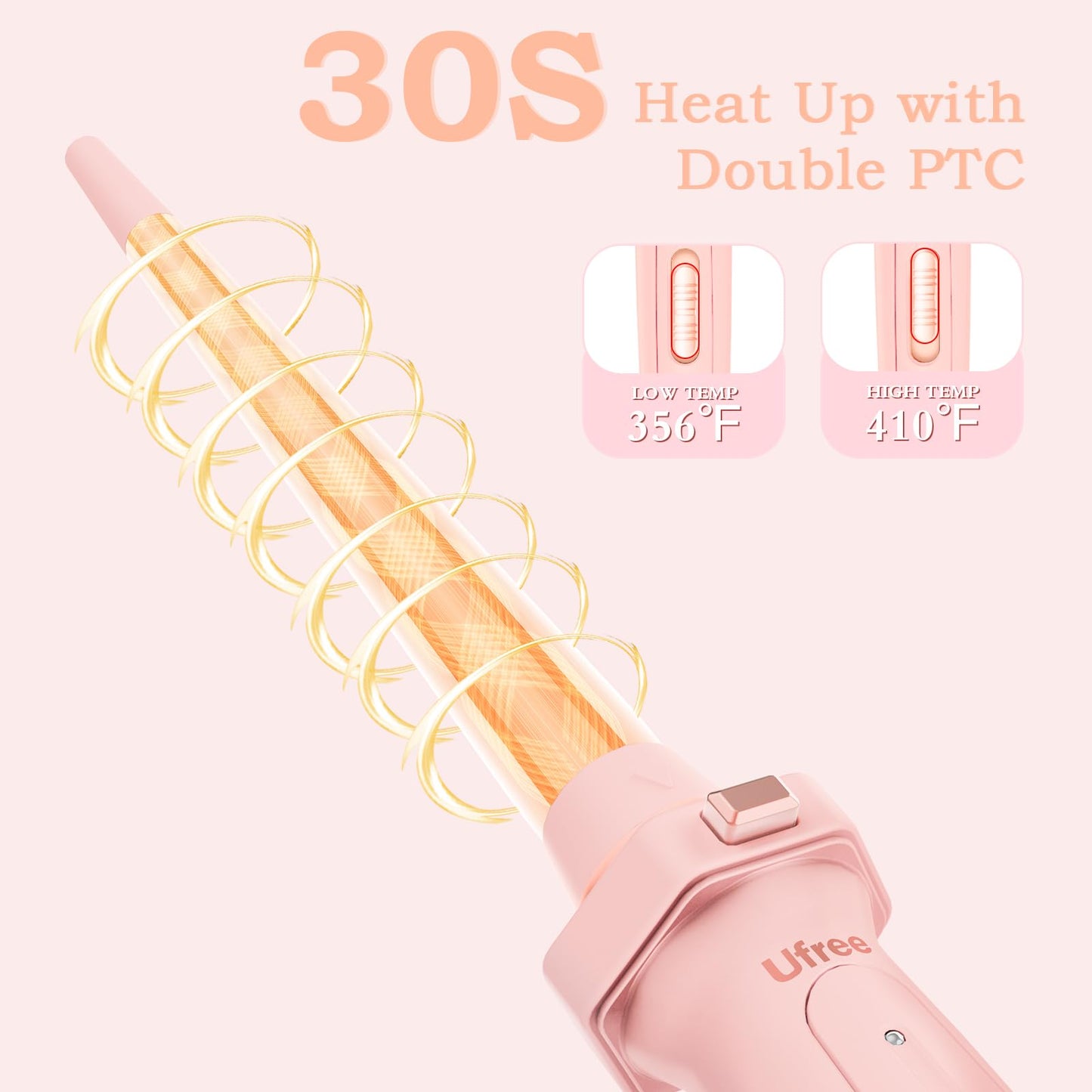 Ufree 5 in 1 Curling Iron with Ceramic Barrels (0.35-1.25), Curling Wand Set with Flat Iron Hair Straightener, Instant Heat Up,