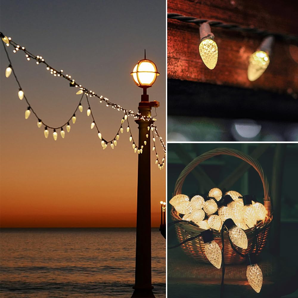 Austin Coast C9 Led Christmas Replacement Bulbs, Shatterproof, Waterproof, Warm White 2700K, 50 Pack, E17 Base, 0.6W