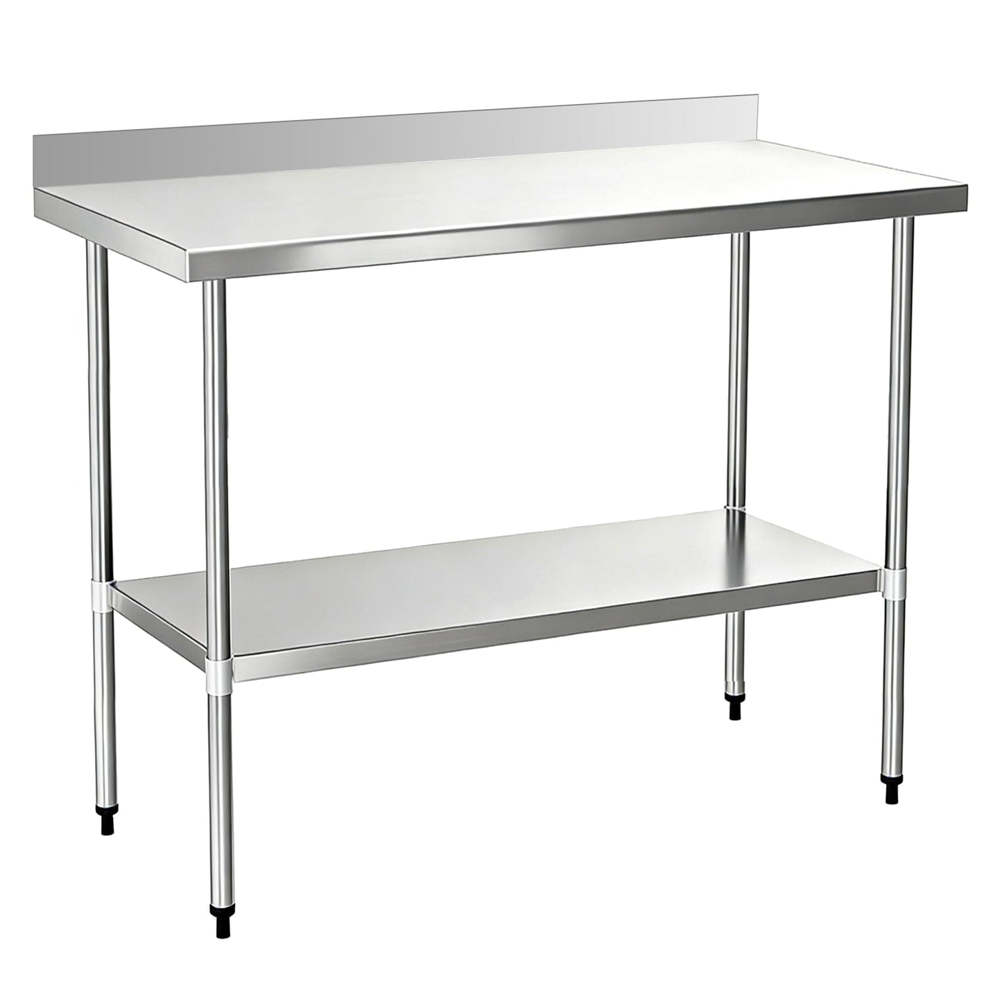 Okeyolive Stainless Steel Work Table 24 x 48 Inch, NSF Commercial Prep Table with Undershelf, Heavy Duty Food Prep Workstation with Backsplash