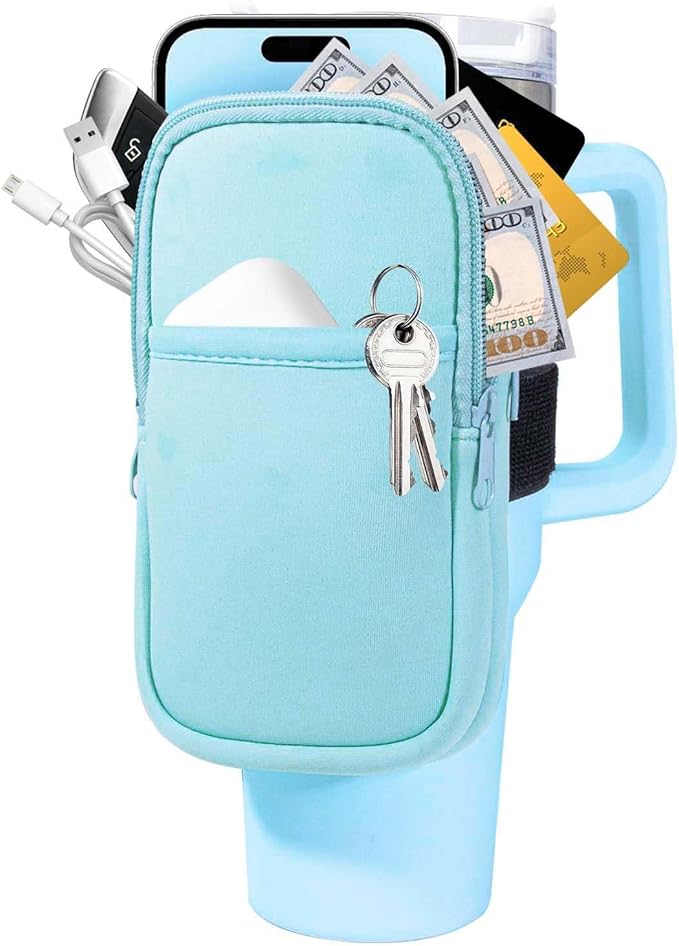 Water Bottle Pouch for Stanley Quencher Adventure 40oz,Gym Tumbler Stanley Cup Accessories for Women,Tumbler Pouch for Cards, Keys, Earphone,Phones