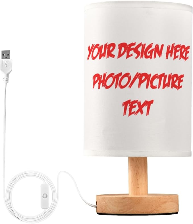 Dussdil Custom Name Photo Table Lamp Customize Bedroom Bedside Night Desk Lamps Cylinder Nightstand Sleeping Light Lamp for Party Living Room Office Decor