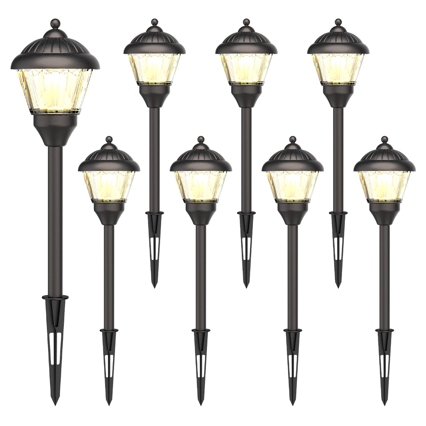 GOODSMANN Pathway Lights 8PK LED Landscape Lighting Kits 3000K Warm White Metal 12V Model 9920-G115-08