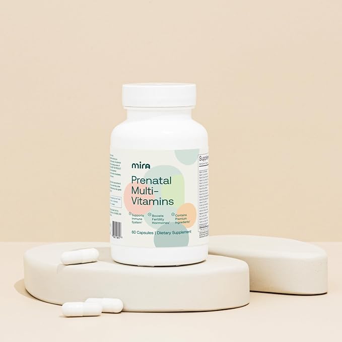 MIRA Prenatal Multi-Vitamins for Women, Folate & Choline, Supplement for Before, During, and Post Pregnancy, Support Your Pregnancy & Fetal Development, 60 Capsules (30 Servings), 1 Pack