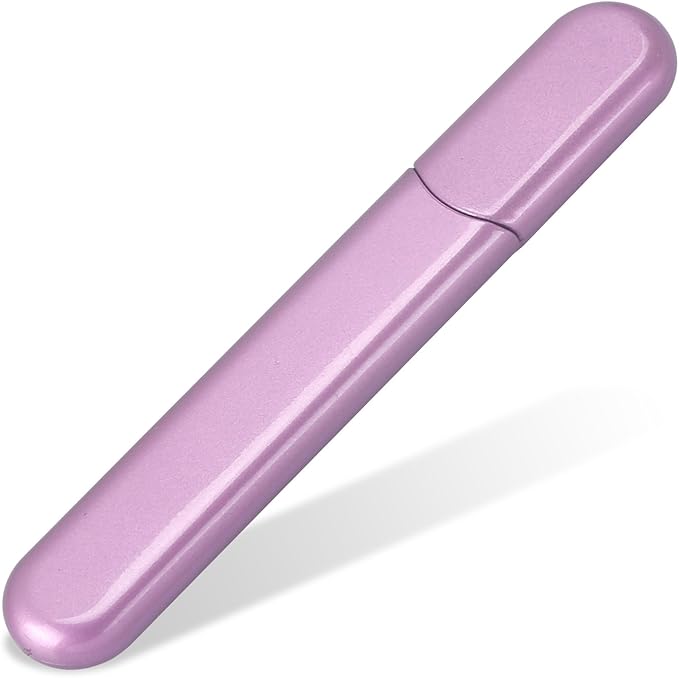 Premium Glass Nail File with Case, Crystal Diamond Salon Best Beauty Nail Buffer for Natural and Acrylic Nails Christmas Gift for Woman and Man,Light Purple