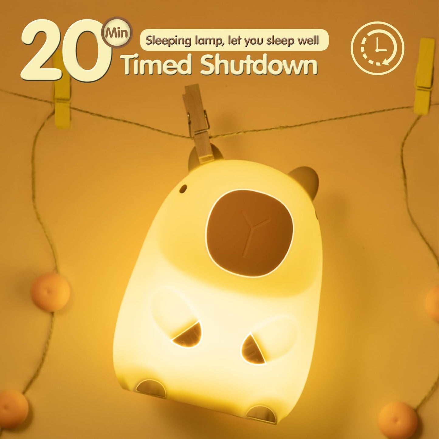 Atsui Cute Capybara Night Light  Led Squishy Novelty Animal Lamp  Food Grade Silicone  2 Level Dimmable  Breastfeeding Nursery Nightlight For Room Decor  Funny Gifts Stuff For Boys Girls Baby Children