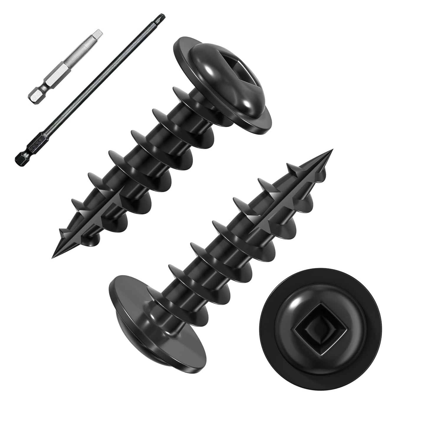 Wensilon (Black) Pocket Hole Screws # 8 * 3/4 "200pcs 1lbs Square Hole Wood Screws and Round Head Square Hole self Tapping Screws are Suitable for Wooden use.150MM,60MM Drive bit Included.