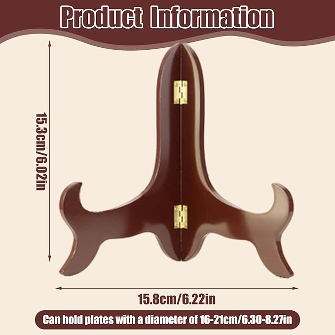 Plate Display Stands 6 Inch Vertical Wooden Plate Stands for Display Multi-Purpose Decorative Picture Easel Holder for Book, Pictures or Other Items| Wooden Stand