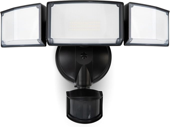 LUTEC 72W 7500LM LED Security Lights Motion Sensor Light Outdoor, 5000K Daylight, IP65 Waterproof, Dusk to Dawn, 3-Head Mo...