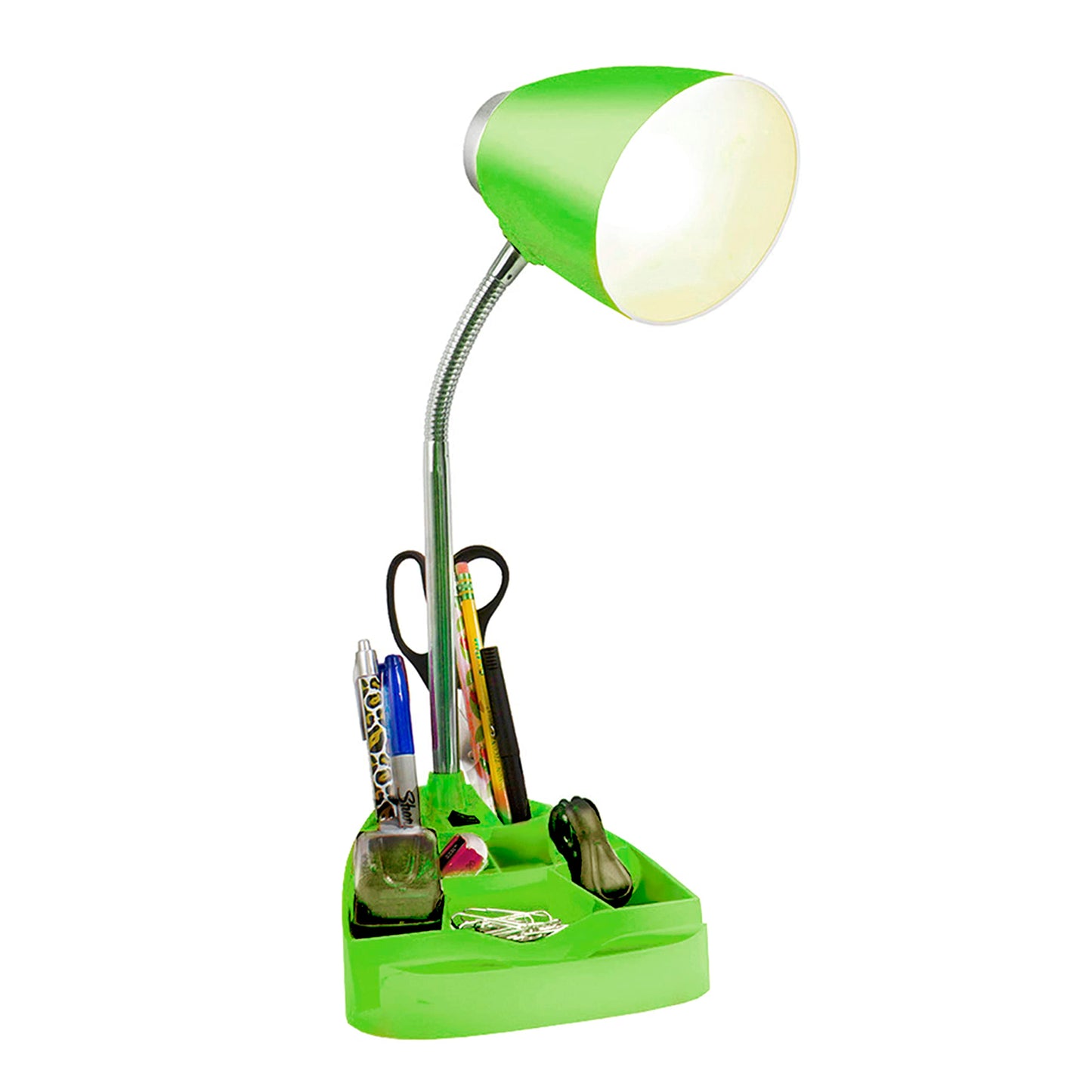 Simple Designs Gooseneck Organizer Lamp, Ipad/Book Holder, 6.5X6.5X18.5, Green, Model Ld1002-Grn, Abs Plastic