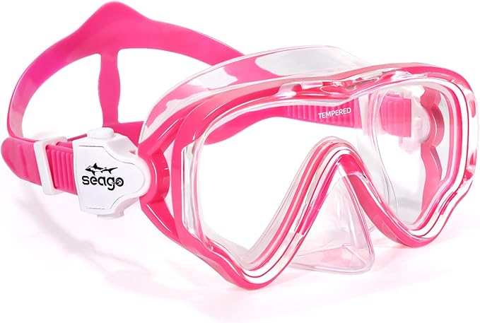 Seago Kids Swim Goggles Snorkel Diving Mask for Youth(5-15), Anti-Fog 180° Clear View