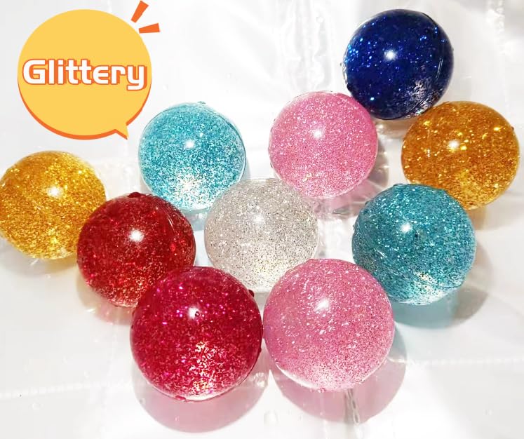 Kikeep Large Bouncy Ball 45mm for Kids Glitter Bounce Balls Party Favors Super Bouncy Balls Gift for Kids Rubber Super Bou...