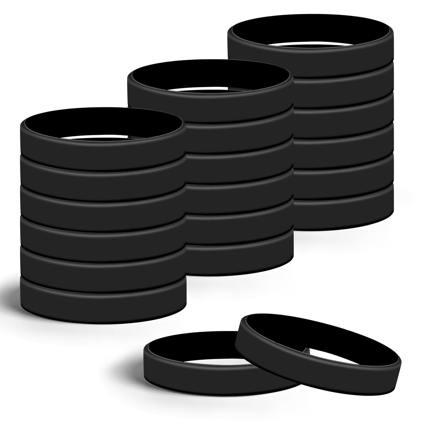 Lesnala 24Pcs Black color blank silicone bracelet Solid color rubber wristbands Stretch wristbands for events Men Women Teen Gam