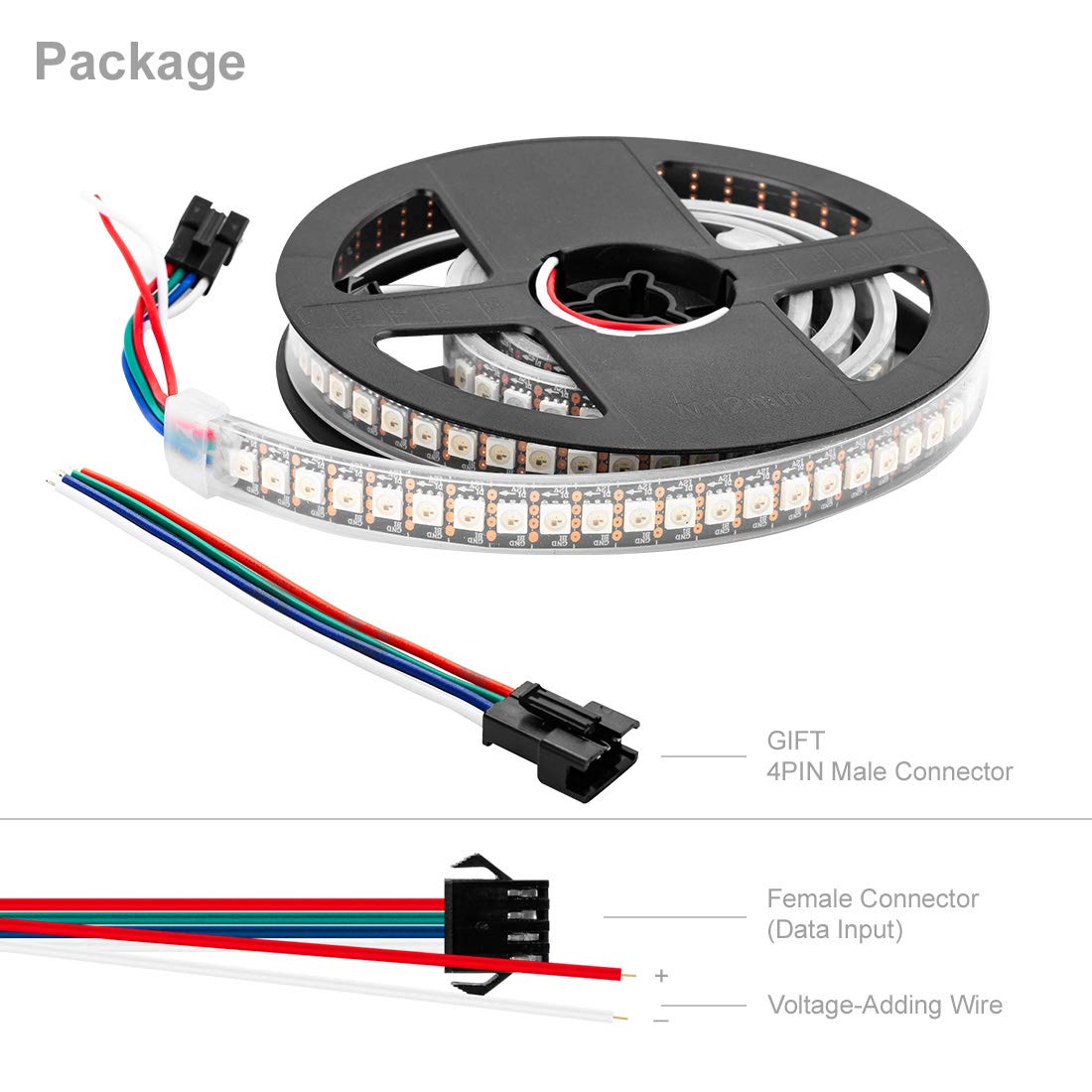 Btf-Lighting Ws2815 Rgb Led Strip Light 3.2Ft 144 Leds Black Ip67 Waterproof Copper