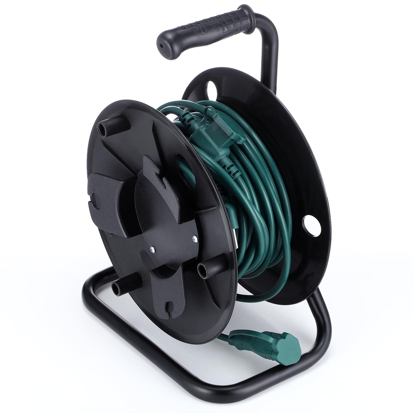 Yaocom Extension Cord Storage Reel With Metal Stand Black Cable Reel Holds Up 500 Feet Of 6 Mm Cable/Cord/Hose Heavy Duty Open R