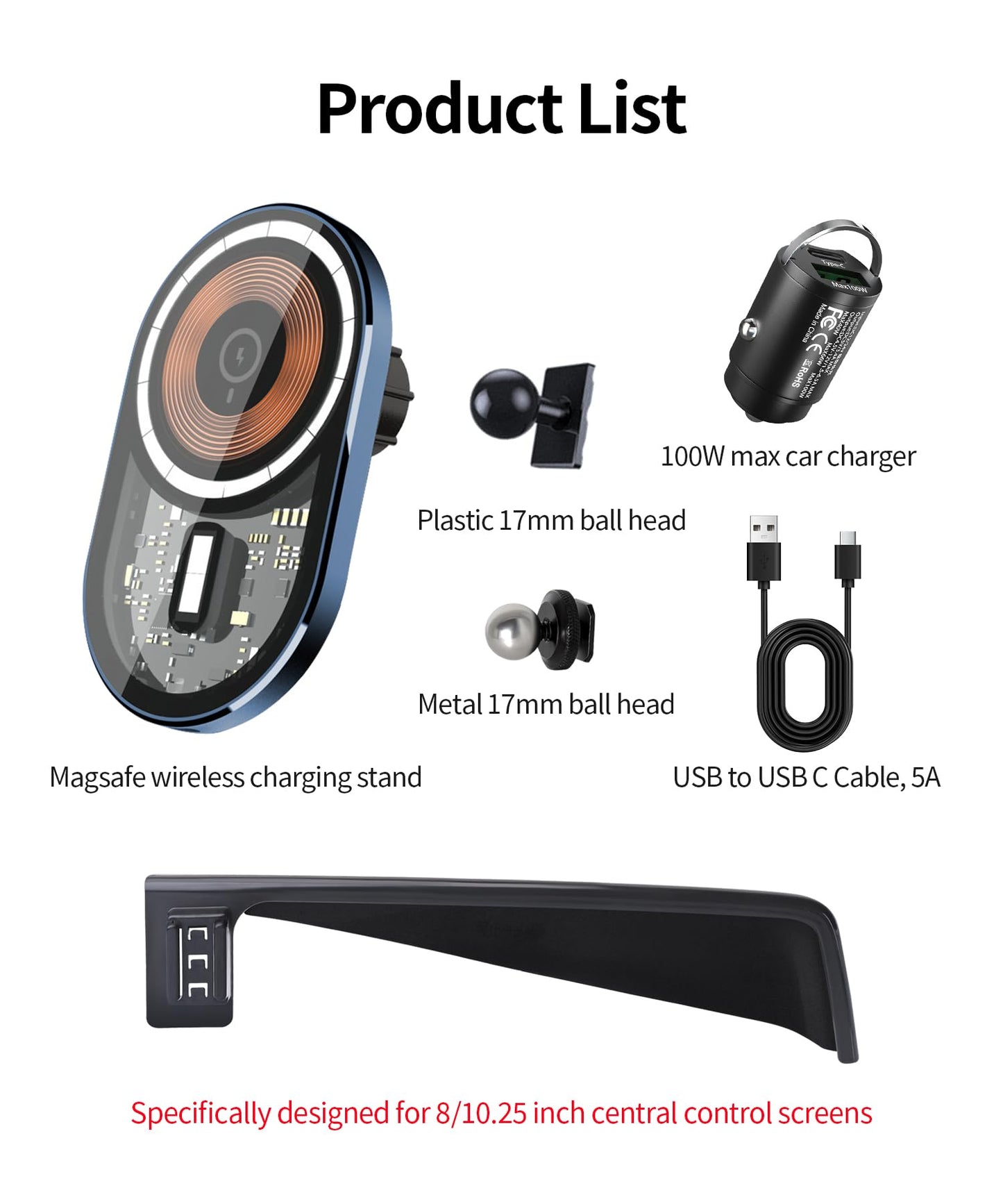 Masergogo Wireless Charging Car Phone Holder For Hyundai Elantra/Hybrid 2021-2025/Elantra N 2023-2025 Accessories 8/10.25 Inch S