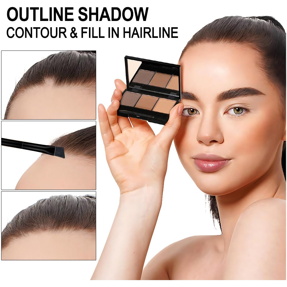 Eyebrow Powder Dark Light Brown Grey Kit,Eye Brow Powder for Women with Brow Brush,Long-Lasting Waterproof Three Colors Brow Fil